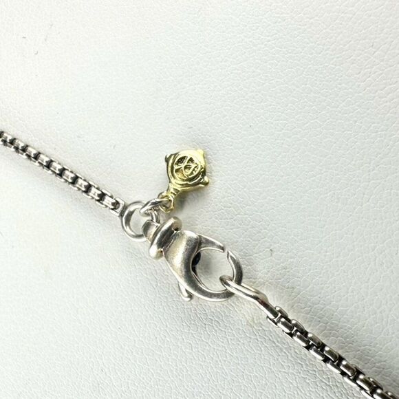 Authentic David Yurman Sterling Silver & 18k Gold Lg Open Heart Cable Necklace - Picture 10 of 11